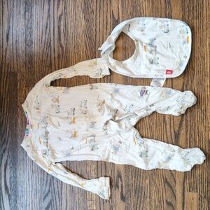 Magnetic Me Footie Pajamas and matching Bib